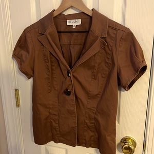 Studio 1, Brown Blouse with two large buttons in the front